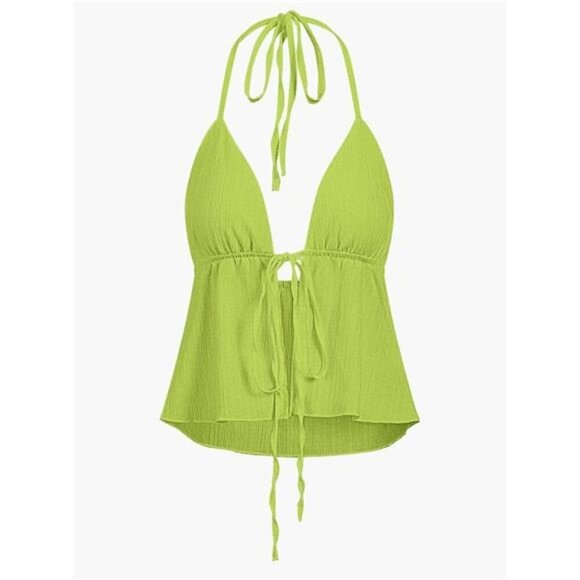 Halter Neck Cami with Tie Front Detail - Picture 10 of 16